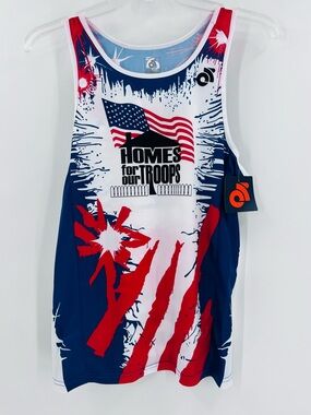Champion system Homes for Our Troops Patriotic Red White Blue Tank Top